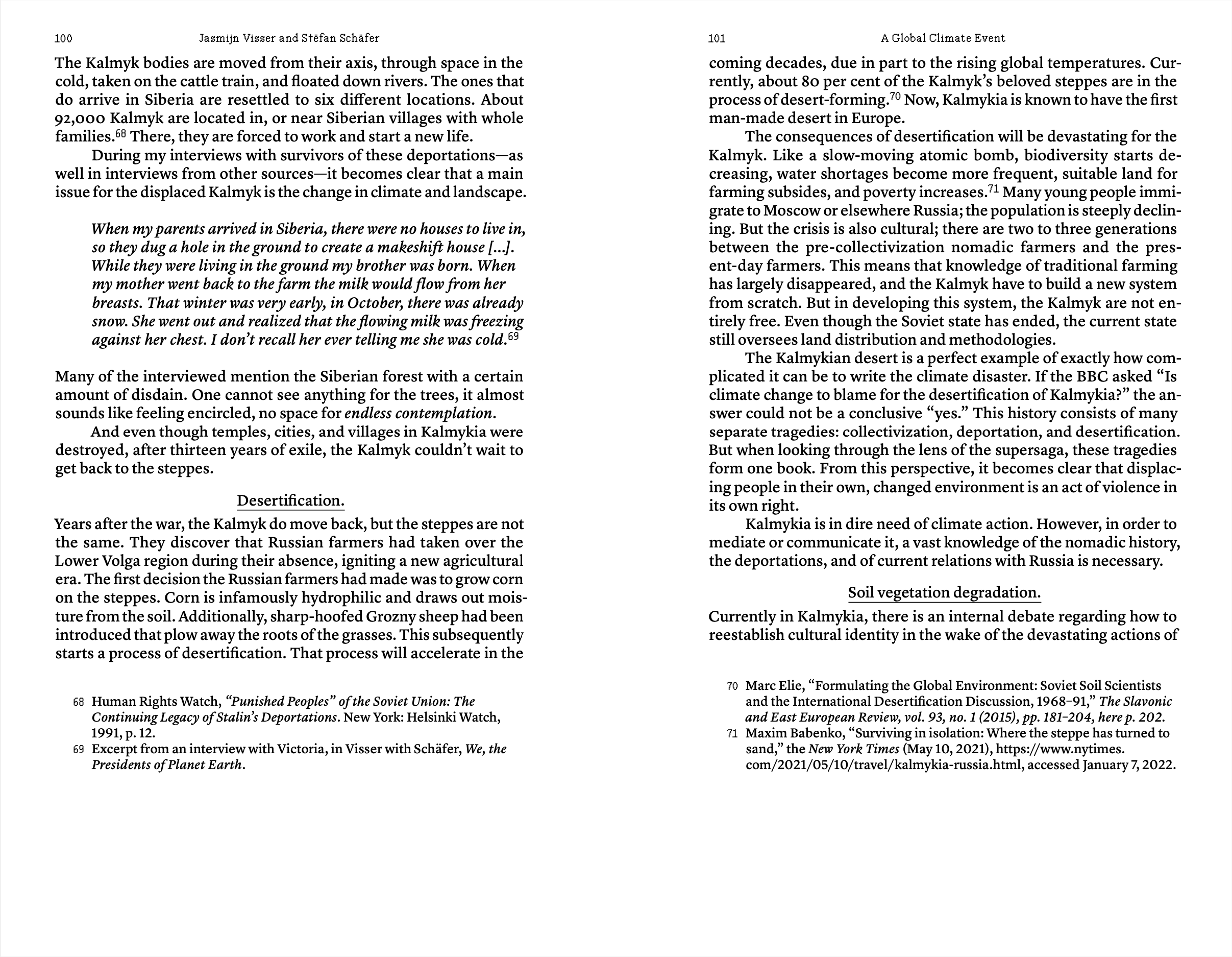 Essay, A global climate event, excerpt. 